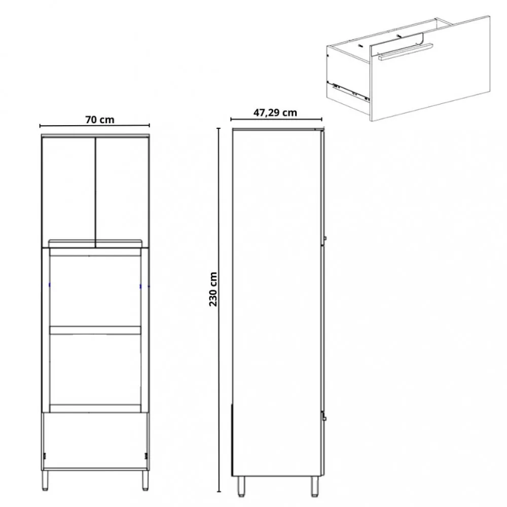 Paneleiro Torre Quente 2 Portas 1 Gaveta Manhattan Herval