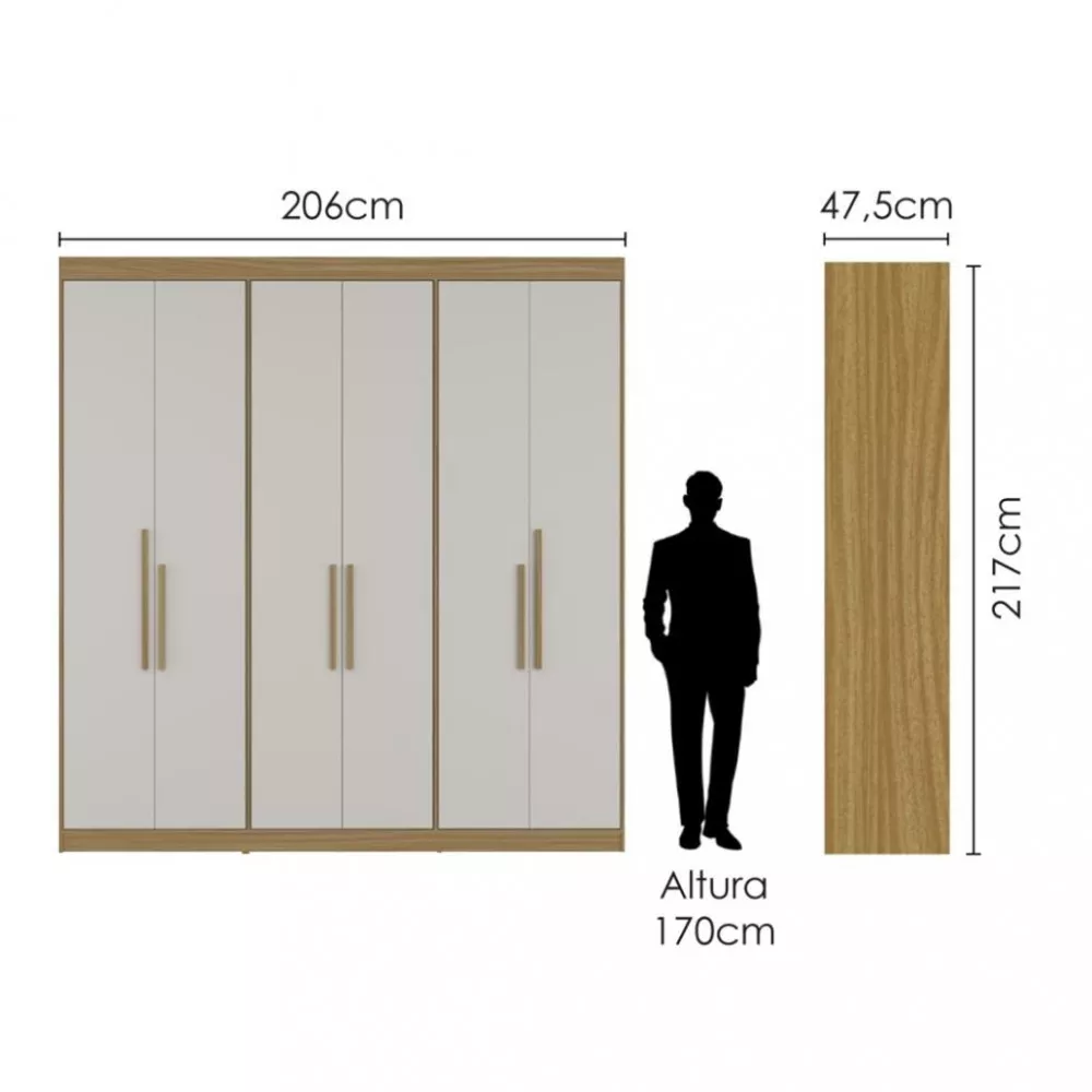 Guarda Roupa Casal 6 Portas PH1804 Herval