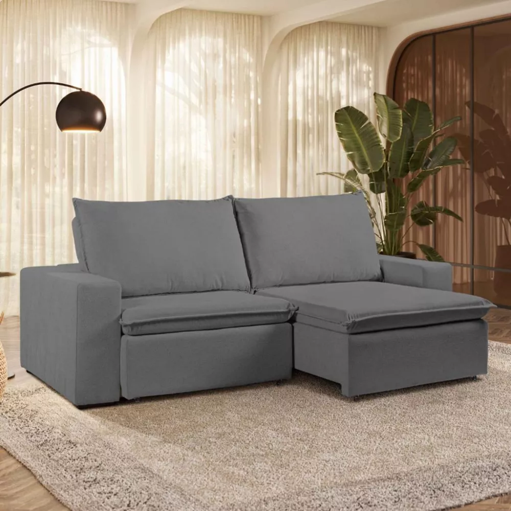 Sofá 3 Lugares Retrátil Reclinável com Massageador 230cm Boucle Daniela Takei