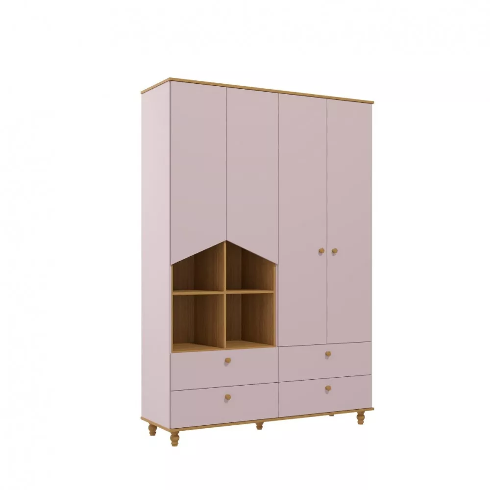 Guarda Roupa Infantil 4 Portas 4 Gavetas Casinha Permóbili
