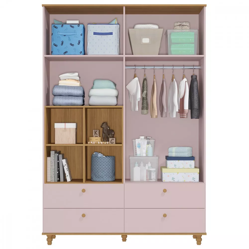 Guarda Roupa Infantil 4 Portas 4 Gavetas Casinha Permóbili