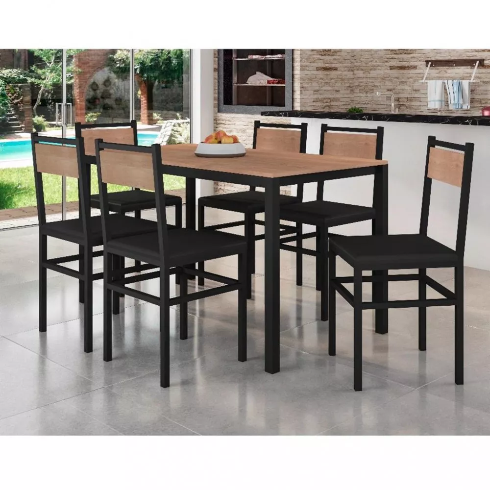 Conjunto Mesa 136cm 6 Cadeiras Curitiba Fabone