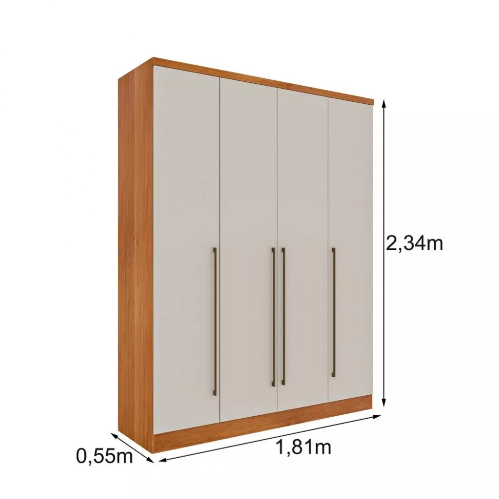 Guarda Roupa Solteiro 4 Portas 4 Gavetas Sevilla Tcil