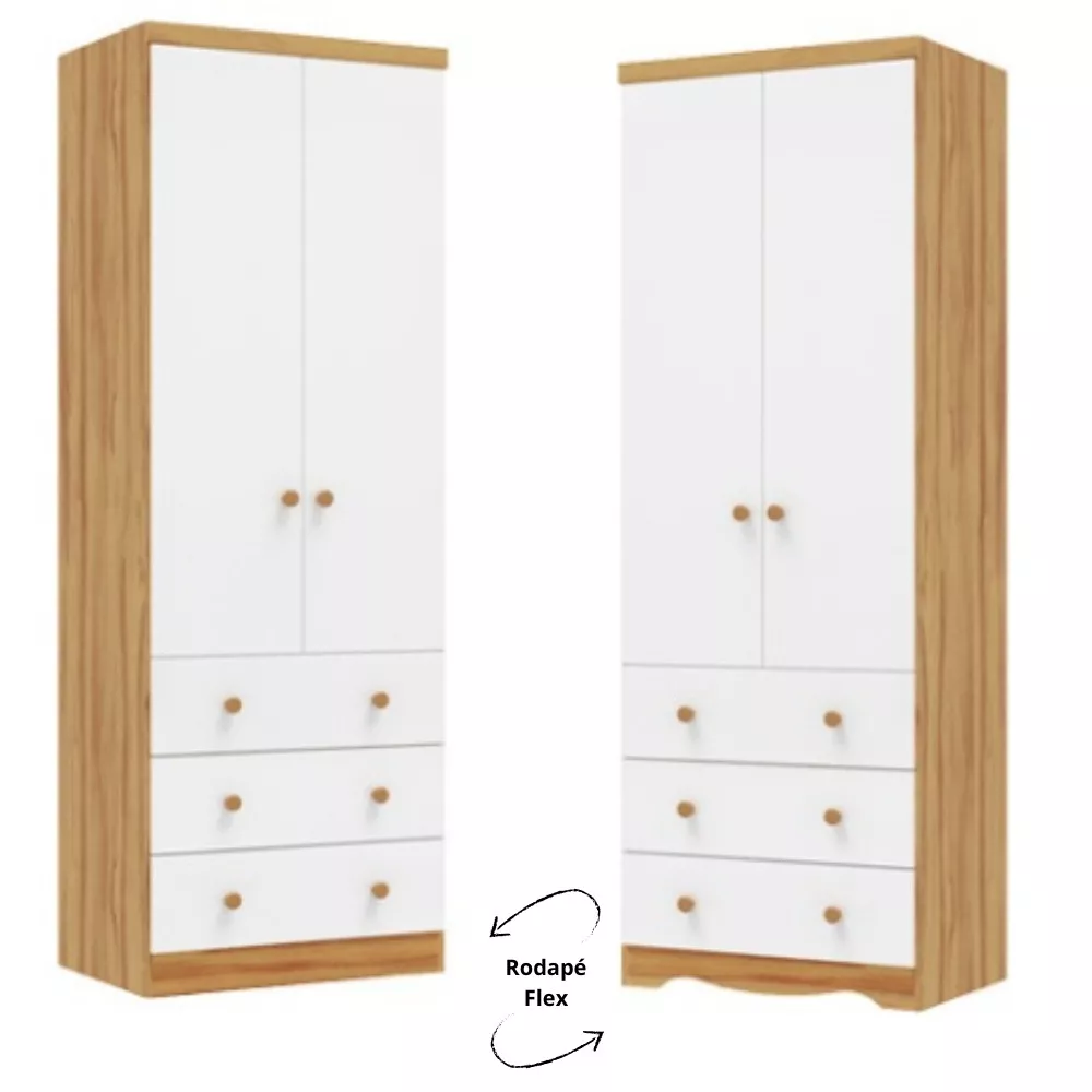 Guarda Roupa 2 Portas 3 Gavetas Smim New Móveis Peroba
