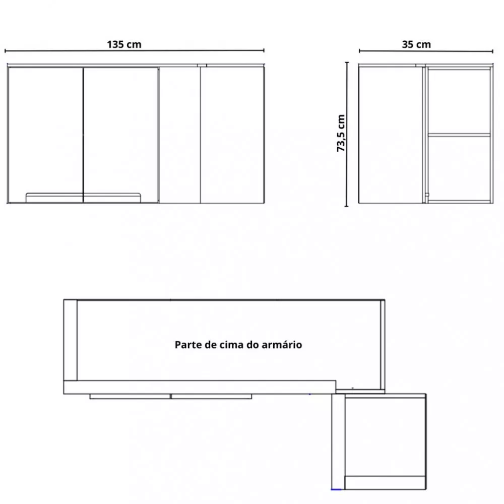 Armário Aéreo Canto 2 Portas Manhattan Herval