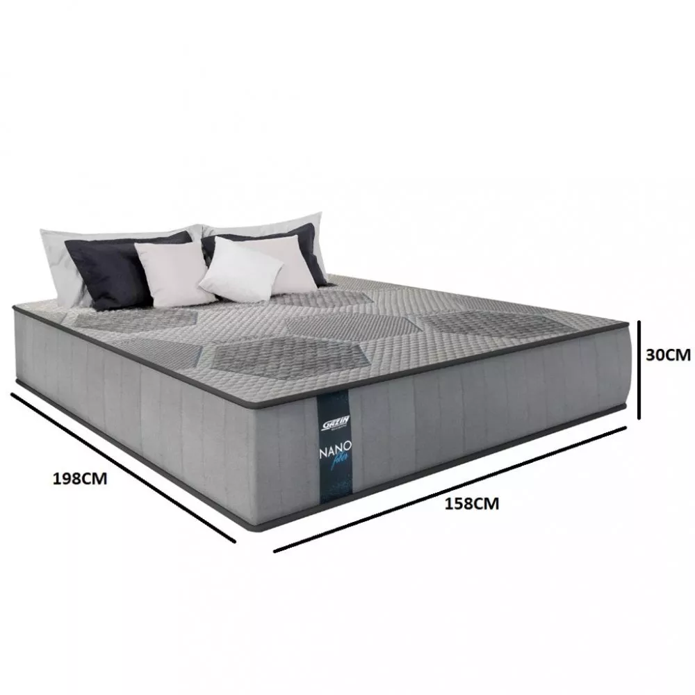 Colchão Queen 158cm Molas Ensacadas Nanofiber Gazin