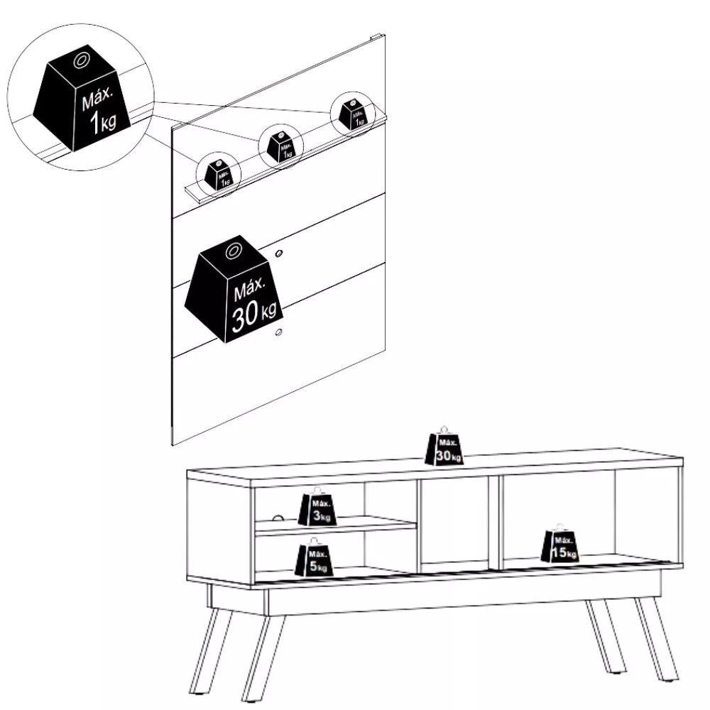 Image 2 of 4 of Painel para TV até 65 Polegadas 2 Portas com Pés Frizz Premium Madetec