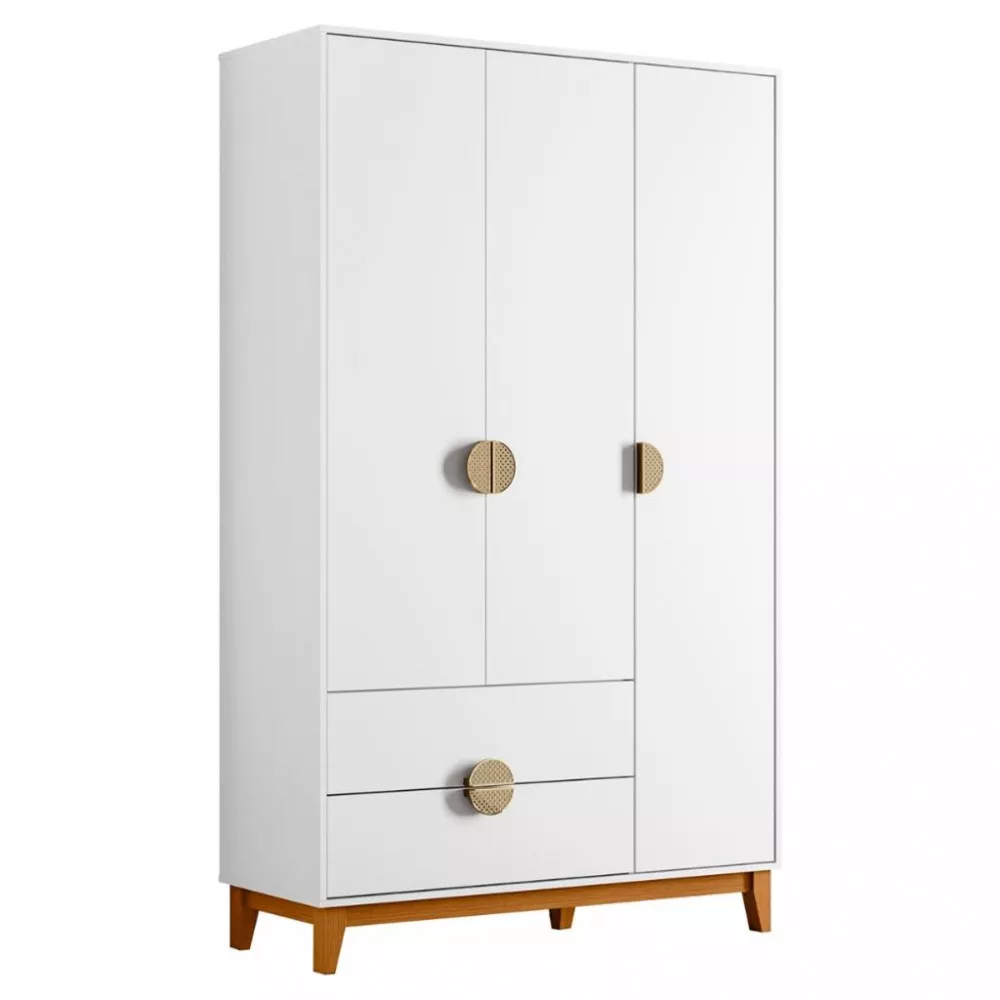 Guarda Roupa Solteiro 3 Portas 2 Gavetas com Pés Ipe Albatroz
