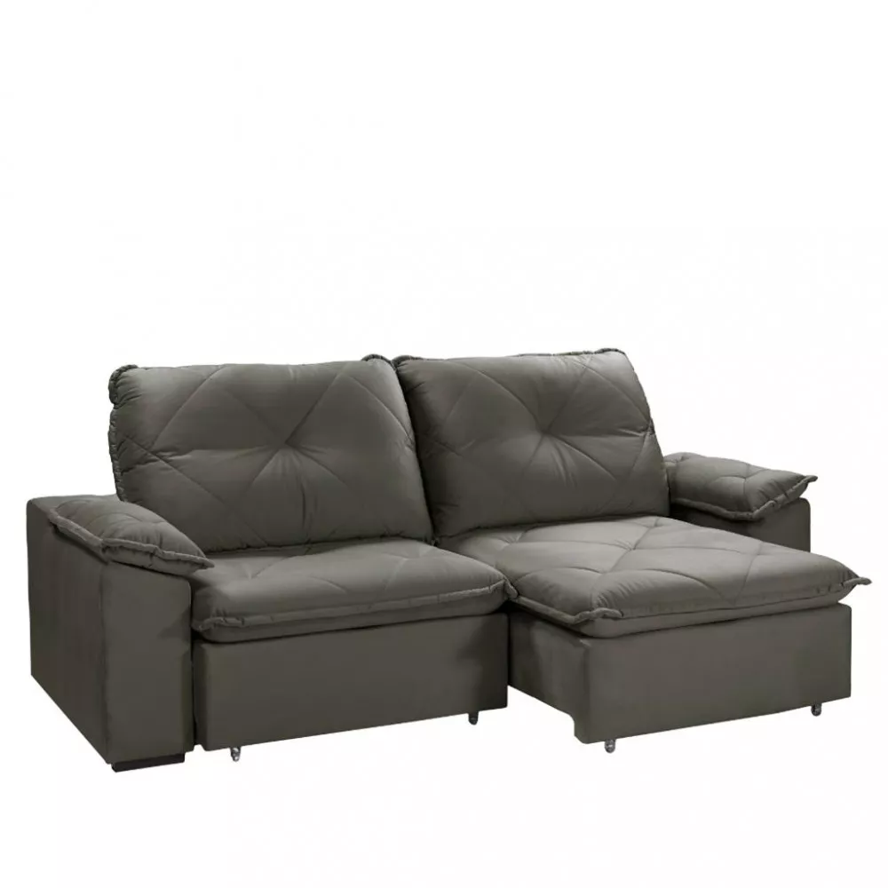 Sofá 4 Lugares Retrátil Reclinável 250cm Veludo Sakura Takei