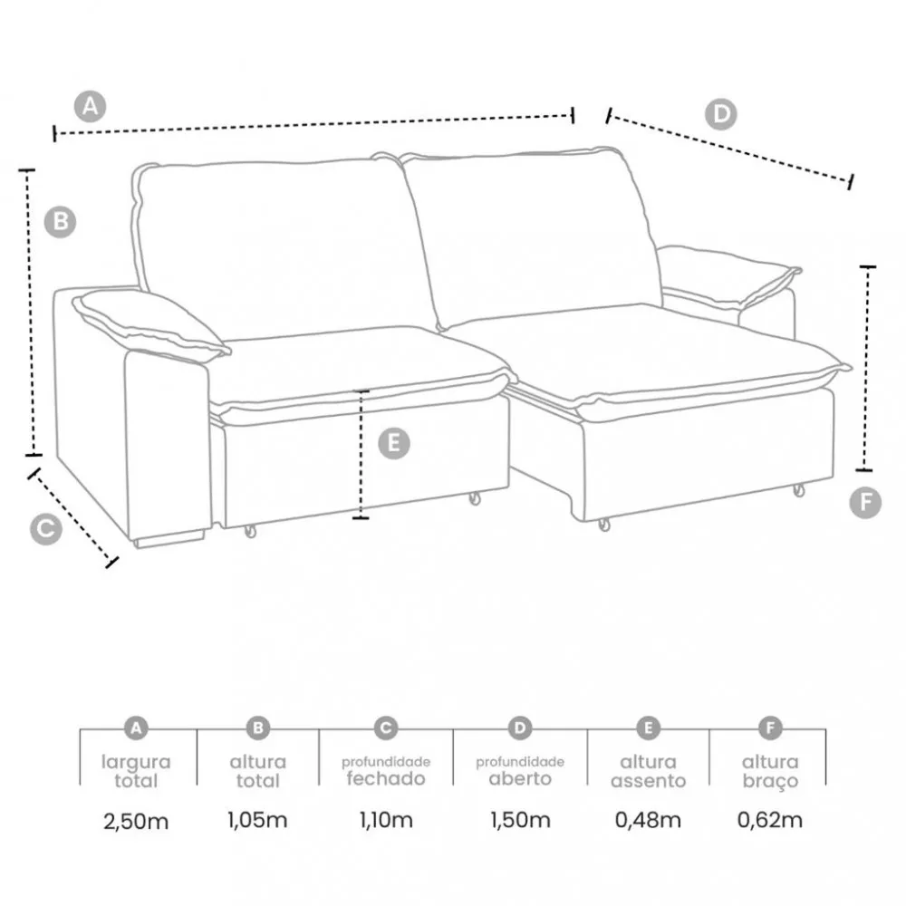 Sofá 4 Lugares Retrátil Reclinável 250cm Veludo Sakura Takei