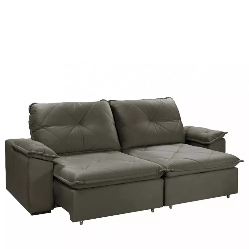 Sofá 4 Lugares Retrátil Reclinável 250cm Veludo Sakura Takei