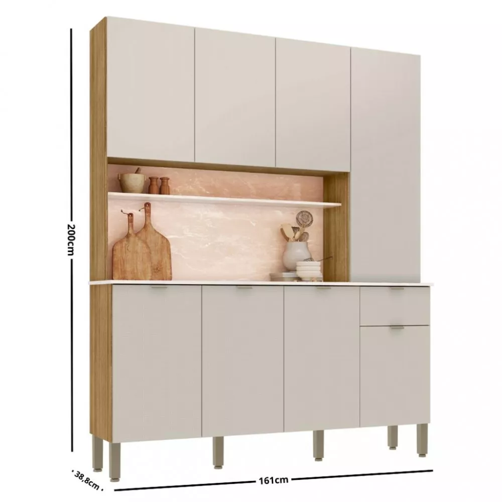 Cozinha Compacta 8 Portas 1 Gaveta com Tampo Slow Kits Paraná