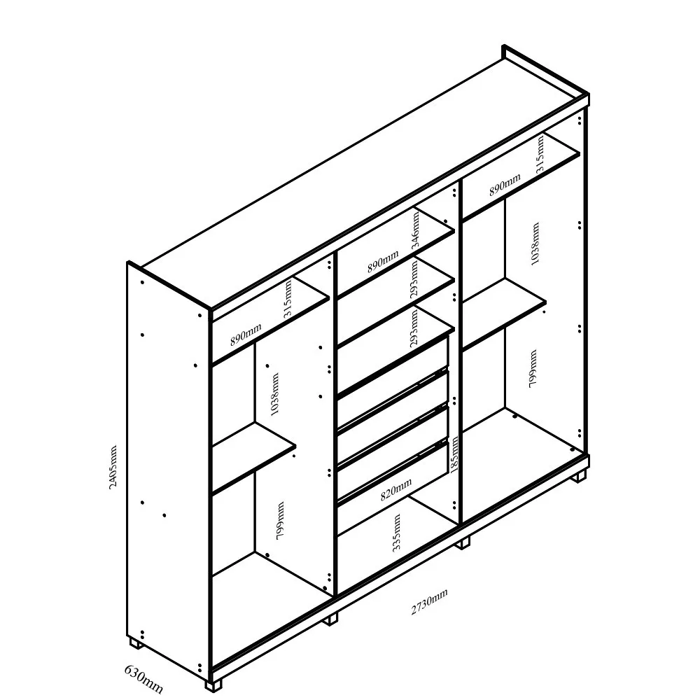 Guarda Roupa Casal LED com Vidro Reflecta 6 Portas com Pés em MDF Absolut Gelius