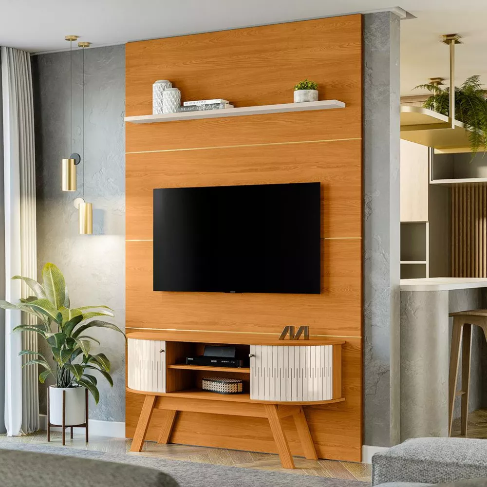 Rack com Painel para TV até 65 Polegadas 2 Portas com Pés Silverstone Madetec