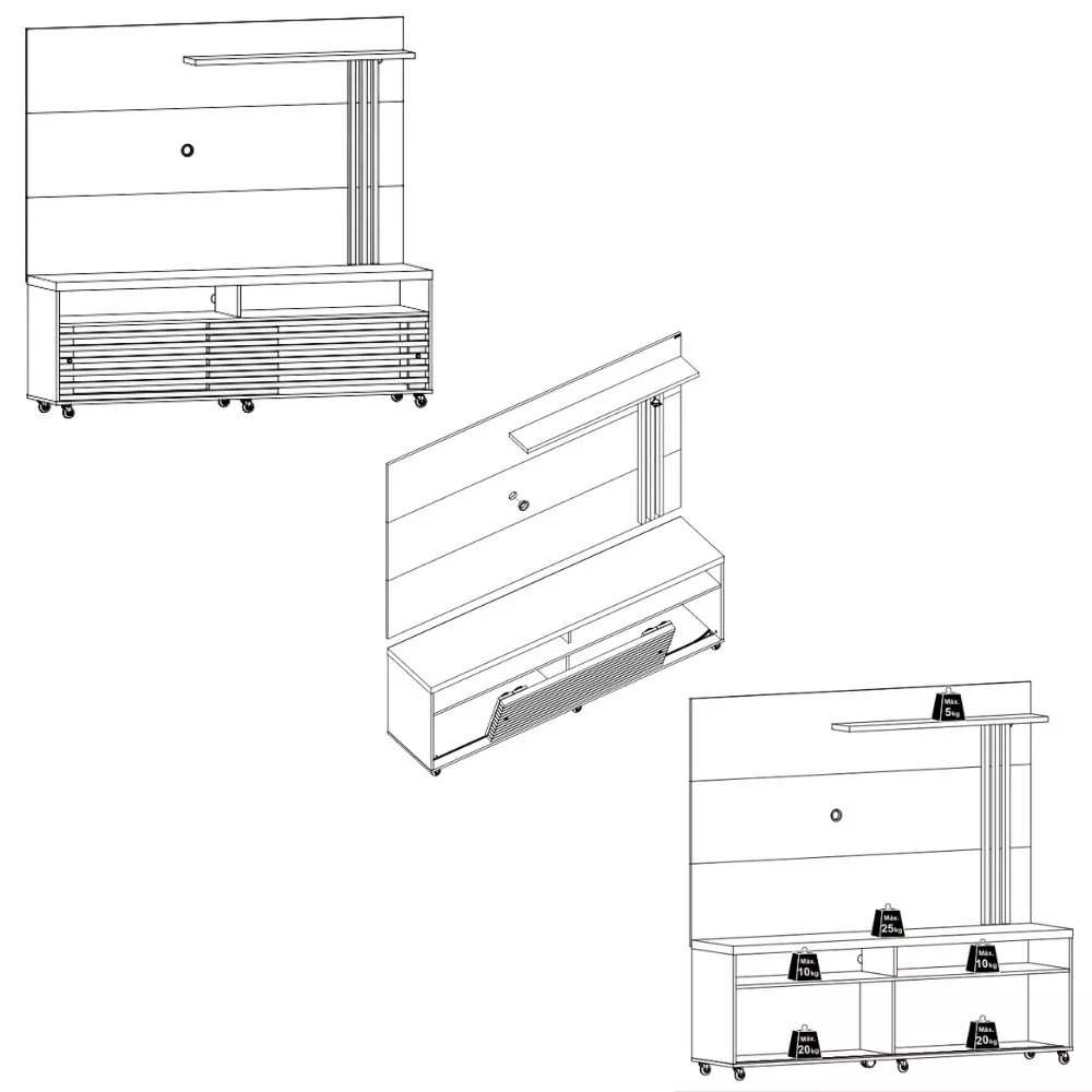 Rack com Painel para TV até 60 Polegadas com LED 2 Portas Frizz Madetec