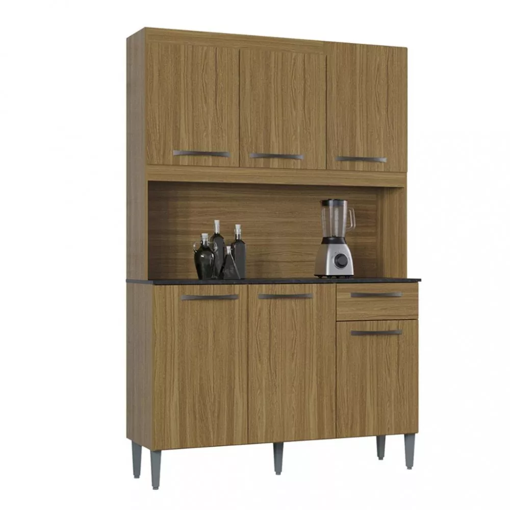 Cozinha Compacta 6 Portas 1 Gaveta 120cm Livia Poquema
