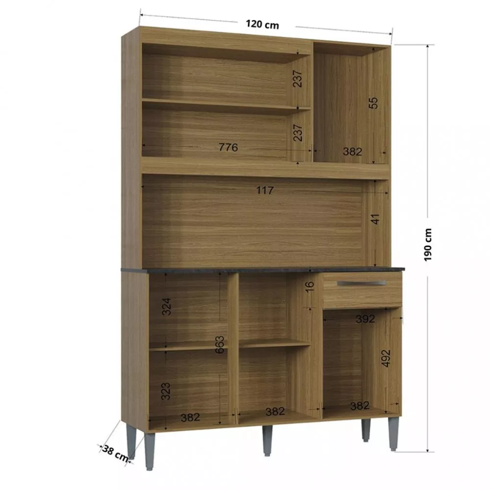 Cozinha Compacta 6 Portas 1 Gaveta 120cm Livia Poquema