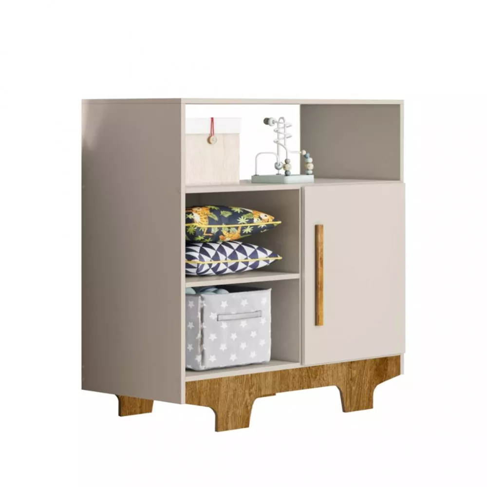 Cômoda Infantil 1 Porta com Pés Flocos Tigus Baby