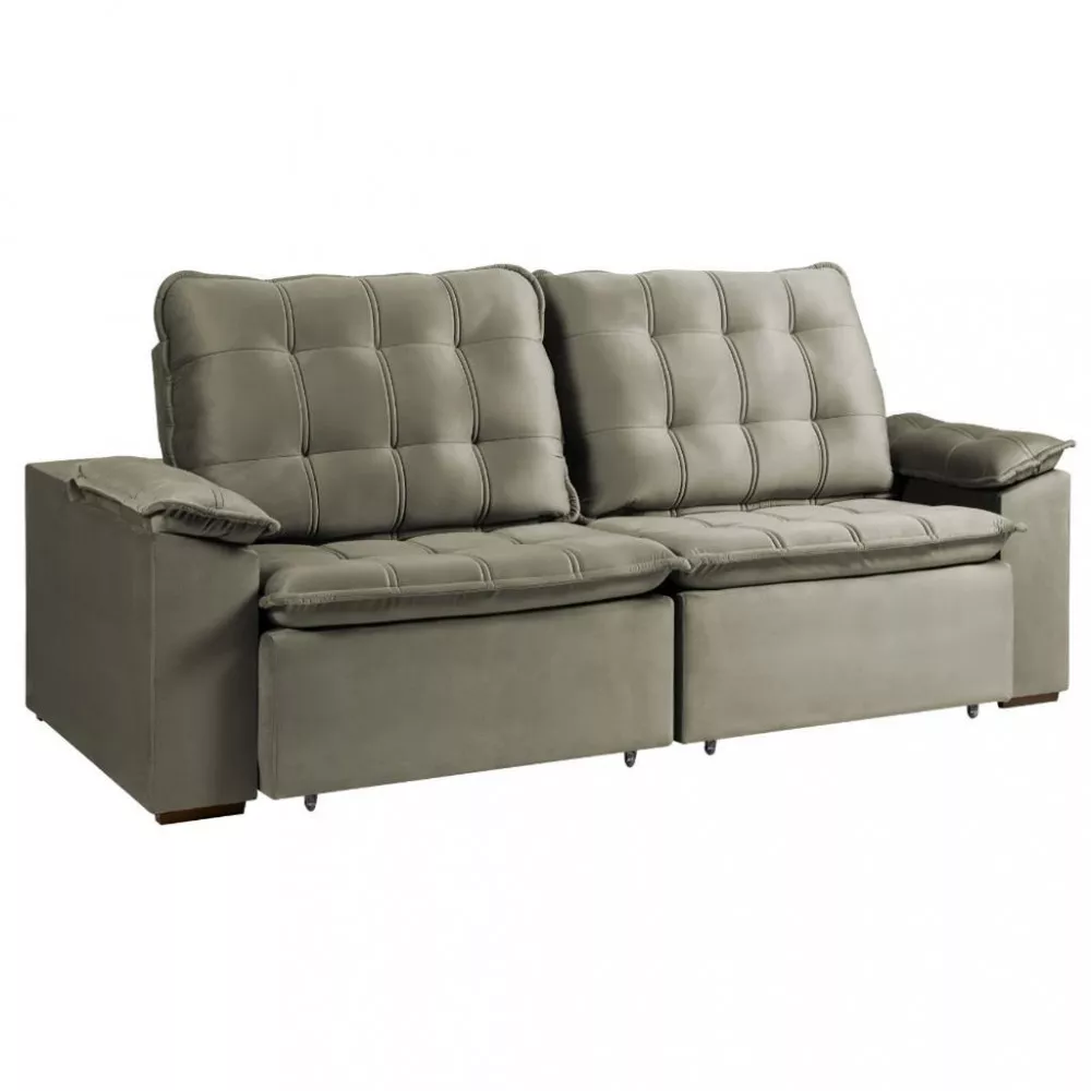 Sofá 3 Lugares Retrátil e Reclinável Veludo 230cm Marilia Takei