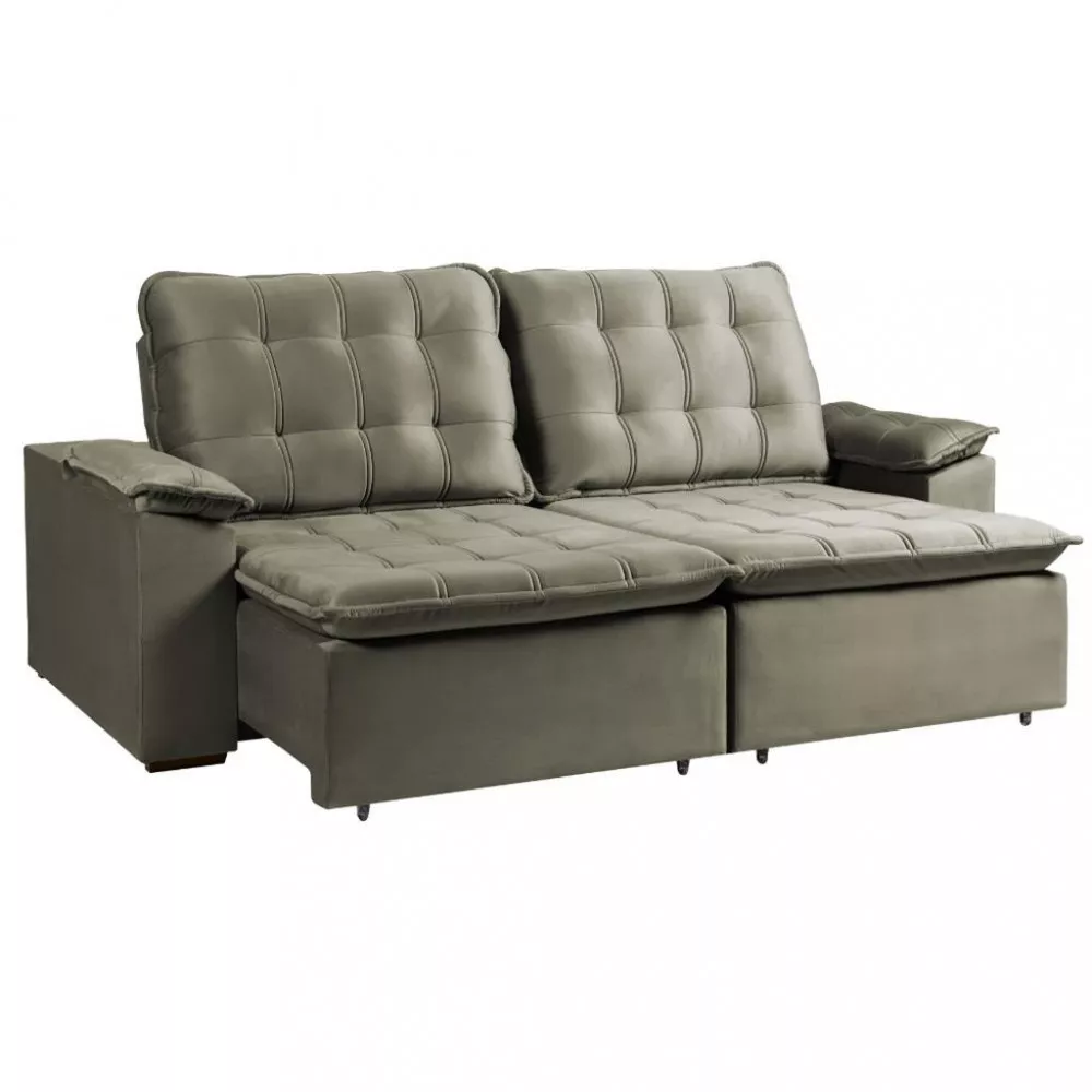 Sofá 3 Lugares Retrátil e Reclinável Veludo 230cm Marilia Takei