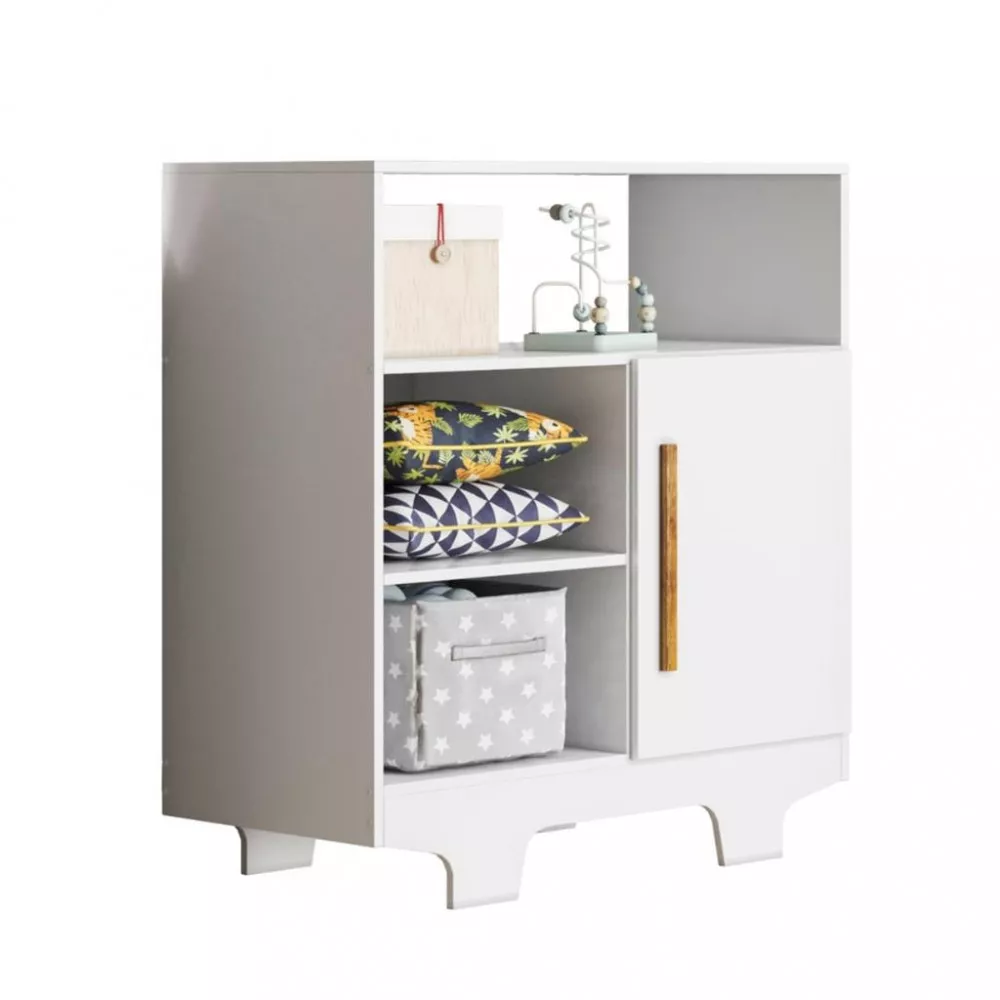 Cômoda Infantil 1 Porta com Pés Flocos Tigus Baby