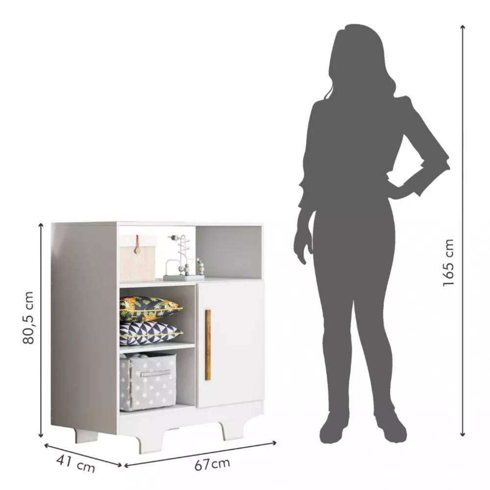 Cômoda Infantil 1 Porta com Pés Flocos Tigus Baby