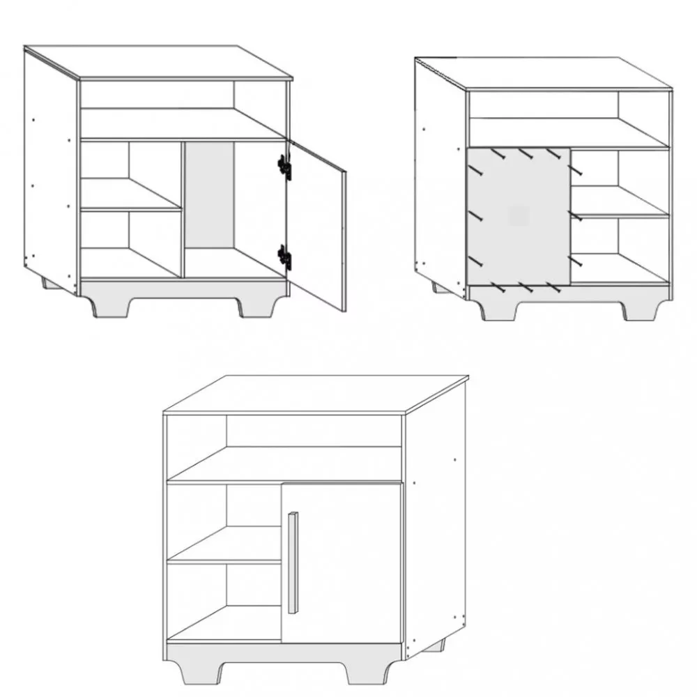 Cômoda Infantil 1 Porta com Pés Flocos Tigus Baby