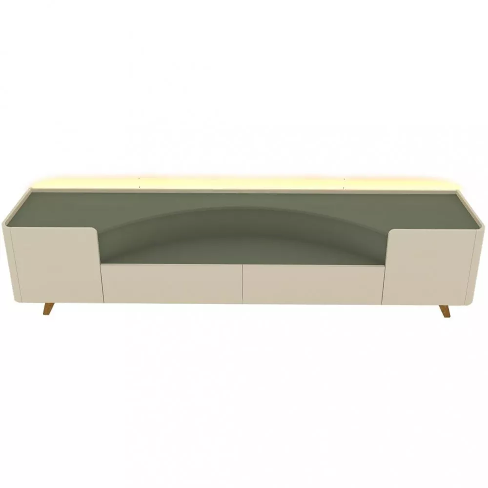 Rack para TV até 85 Polegadas 2 Portas 2 Gavetas Pés de Madeira Infinity Gelius