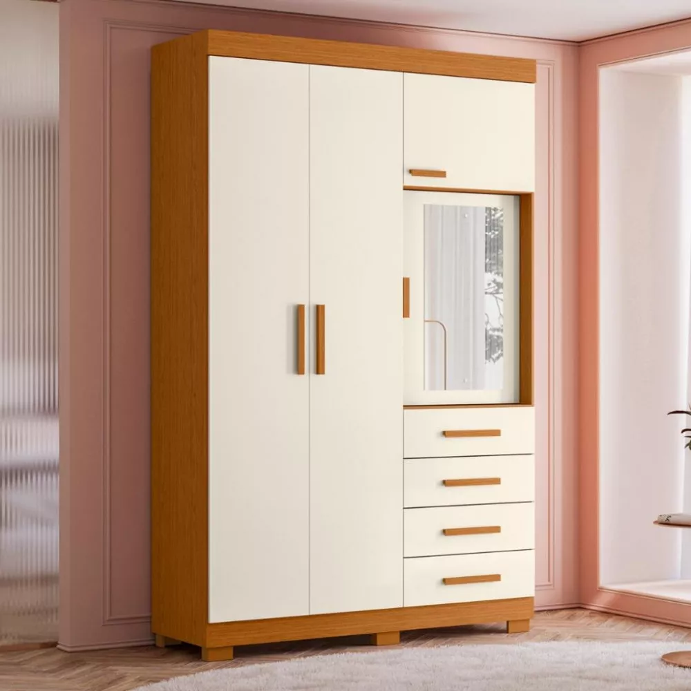 Guarda Roupa Solteiro  4 Portas 4 Gavetas Virtus Albatroz