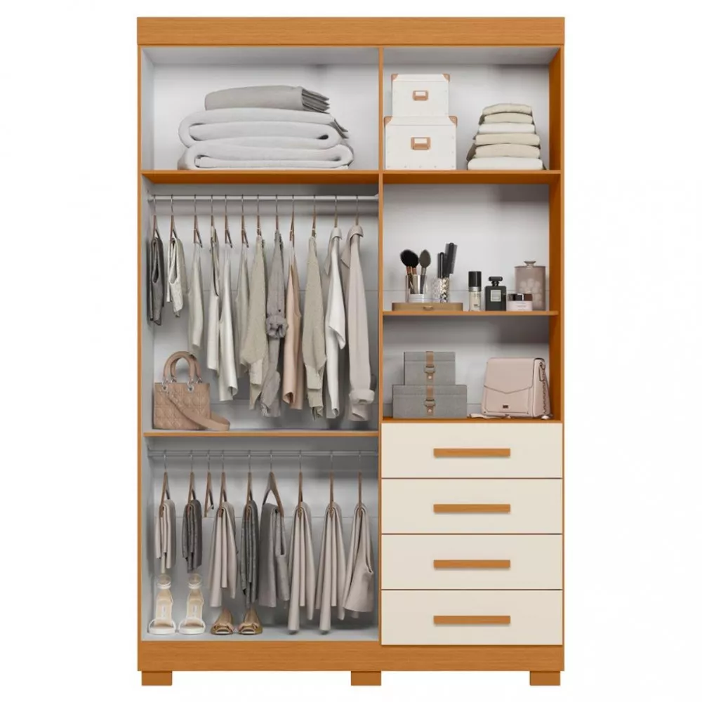 Guarda Roupa Solteiro  4 Portas 4 Gavetas Virtus Albatroz