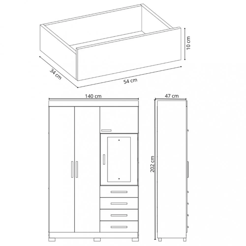 Guarda Roupa Solteiro  4 Portas 4 Gavetas Virtus Albatroz