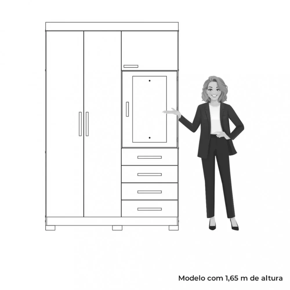 Guarda Roupa Solteiro  4 Portas 4 Gavetas Virtus Albatroz