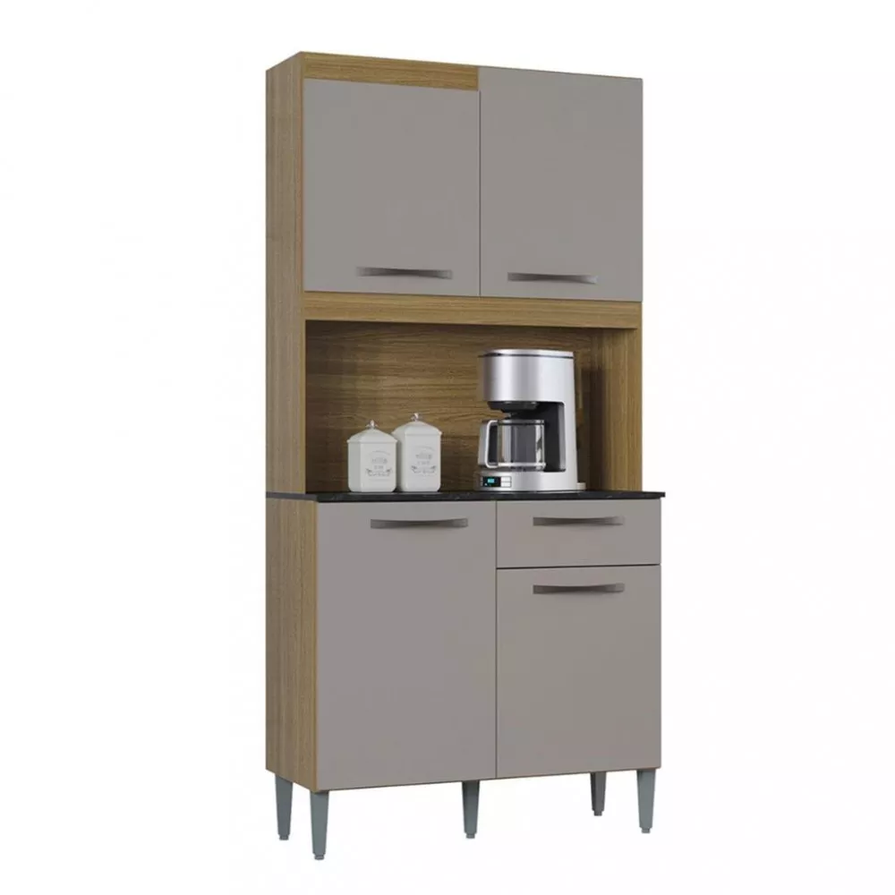 Cozinha Compacta 4 Portas 1 Gaveta 90cm Livia Poquema