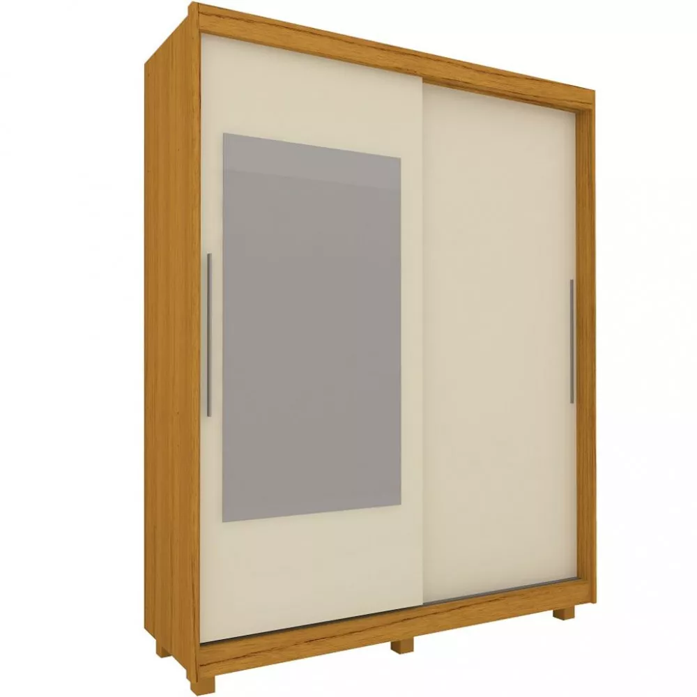 Image 1 of 5 of Guarda Roupa Solteiro com Espelho Pés 2 Portas de Correr 3 Gavetas Flex Agata Gelius