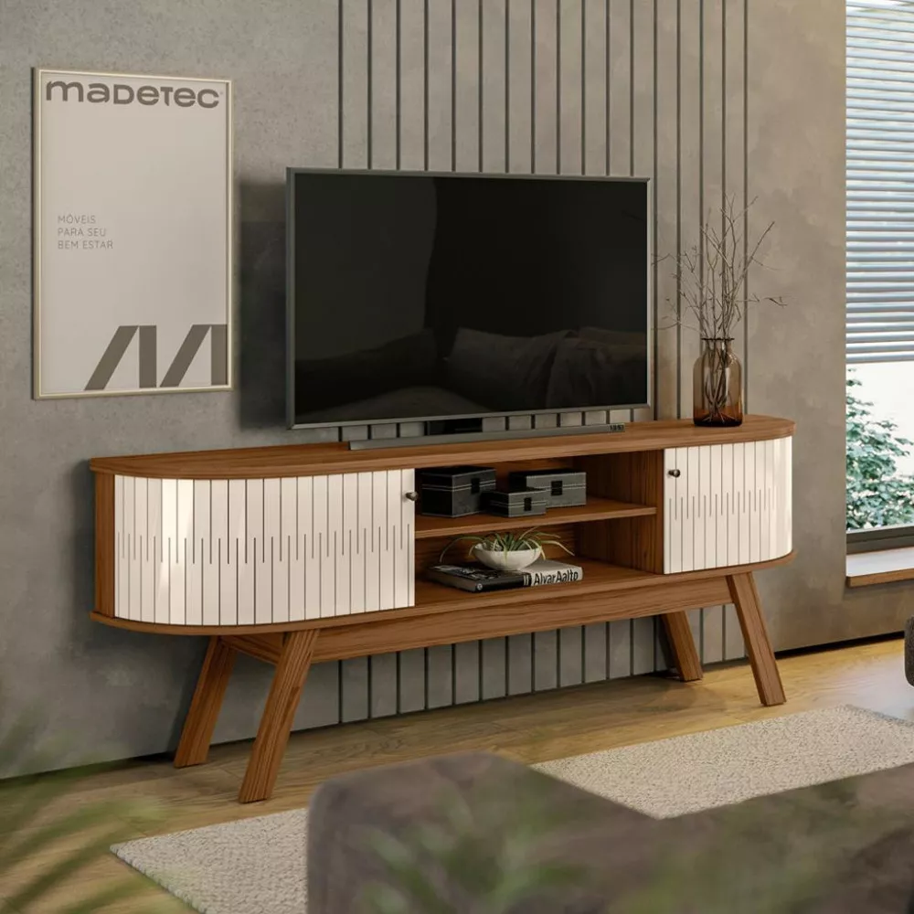 Rack para TV até 75 Polegadas 2 Portas com Pés Valência Madetec