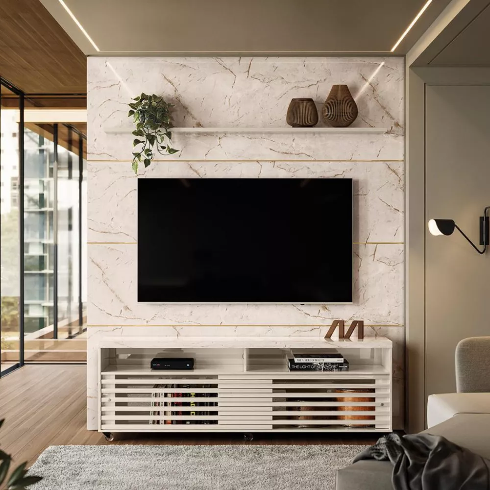 Image 0 of 4 of Painel para TV até 75 Polegadas 2 Portas com Rodizio Frizz Prestige Madetec