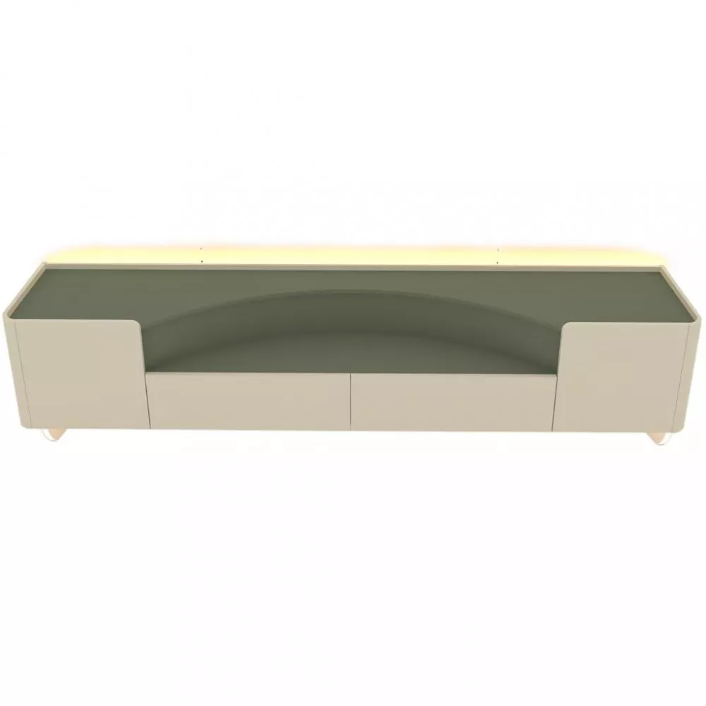 Rack para TV até 85 Polegadas com LED 2 Portas 2 Gavetas Pés de Vidro 100 MDF Infinity Gelius