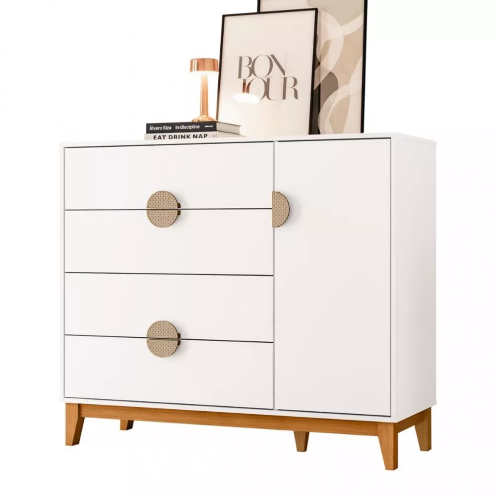 Cômoda 4 Gavetas 1 Porta com Pés Ipe Albatroz