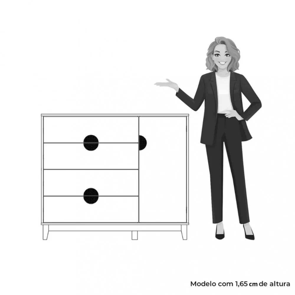 Cômoda 4 Gavetas 1 Porta com Pés Ipe Albatroz