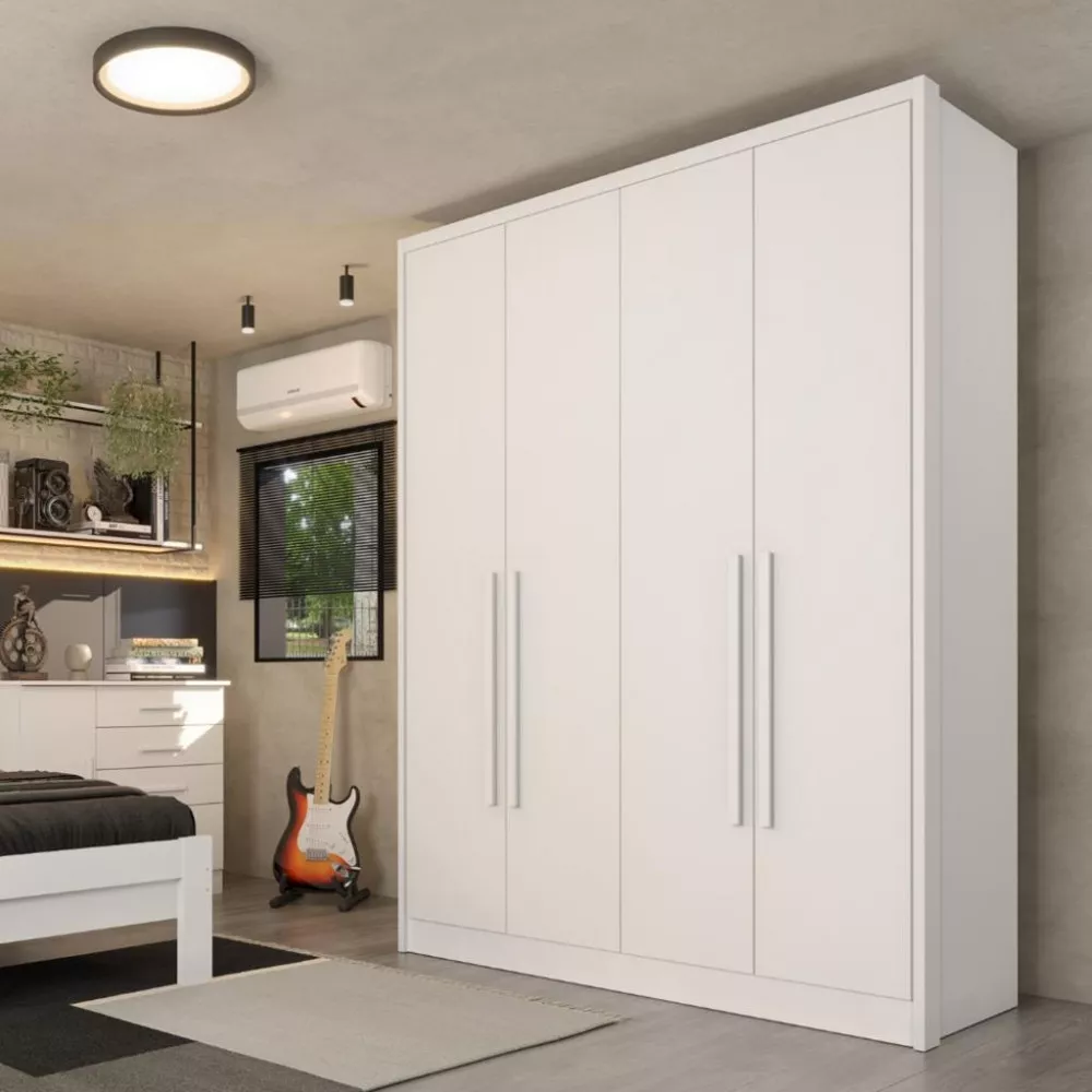 Guarda Roupa Solteiro 4 Portas 100 MDF Dinamarca Tcil