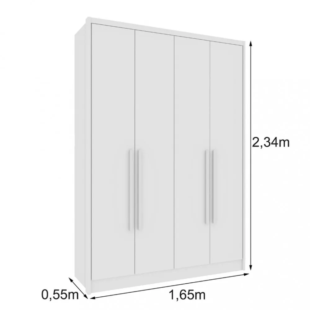 Guarda Roupa Solteiro 4 Portas 100 MDF Dinamarca Tcil