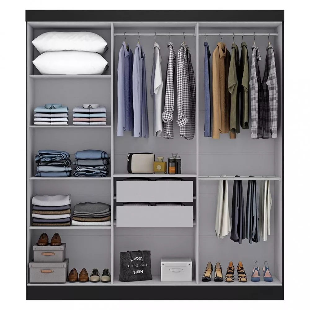 Guarda Roupa Casal com Espelho 6 Portas 100 MDF Genebra Maxel