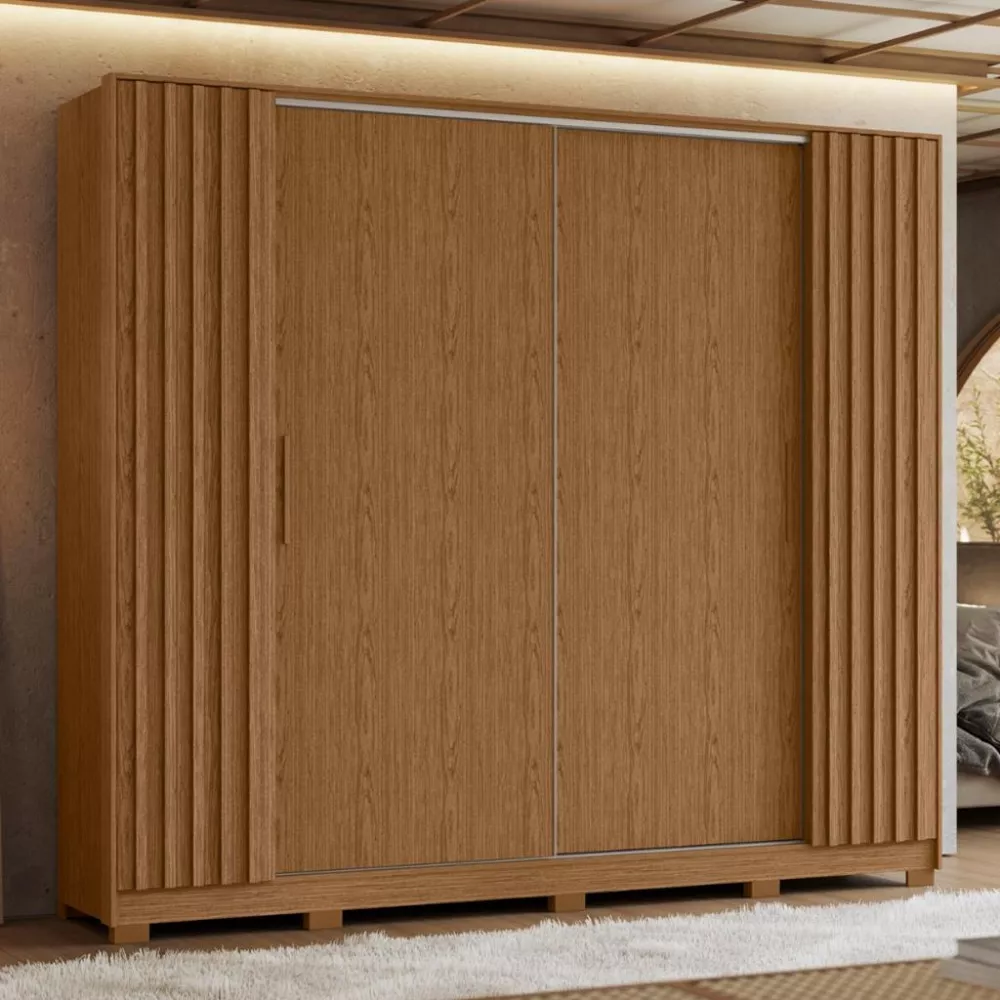 Guarda Roupa Casal Flex Ripado 4 Portas com Pés Jacaranda Albatroz