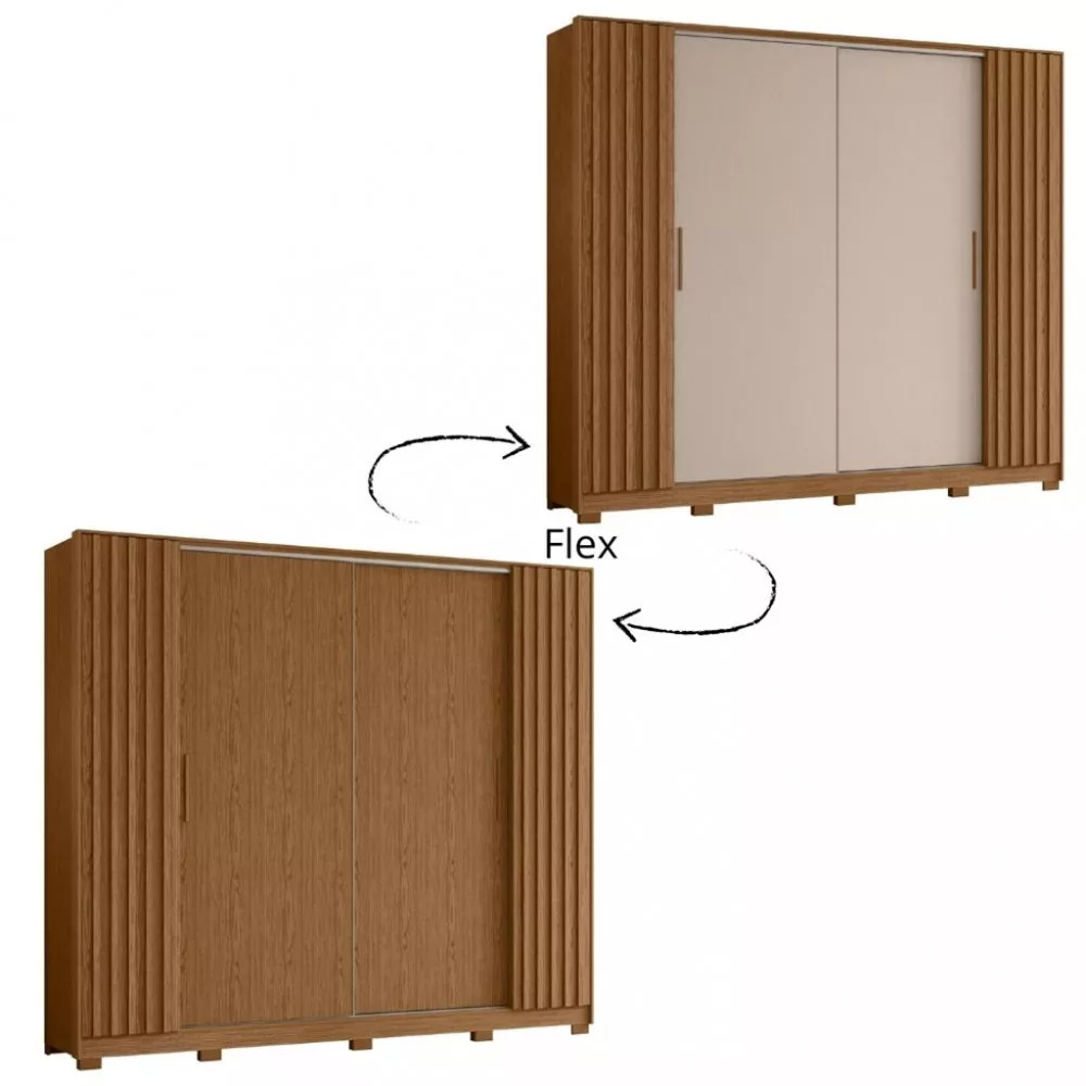 Guarda Roupa Casal Flex Ripado 4 Portas com Pés Jacaranda Albatroz