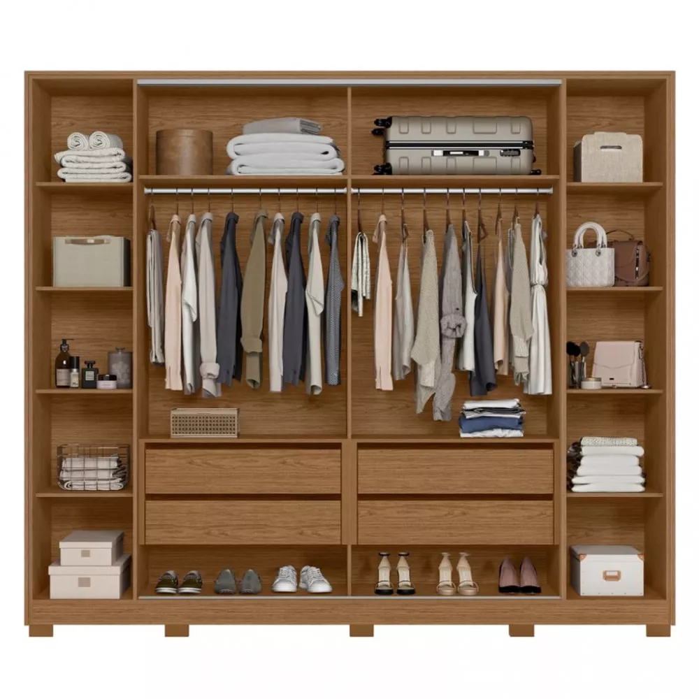 Guarda Roupa Casal Flex Ripado 4 Portas com Pés Jacaranda Albatroz