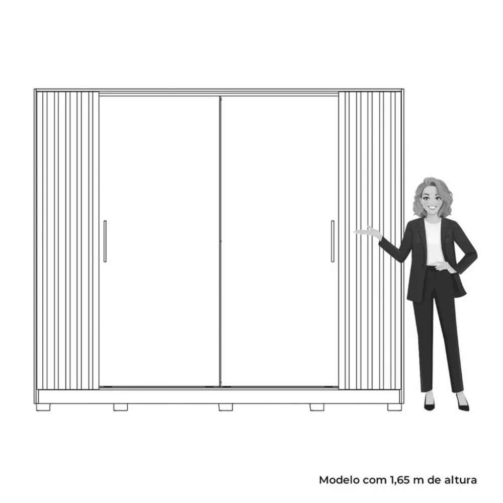 Guarda Roupa Casal Flex Ripado 4 Portas com Pés Jacaranda Albatroz