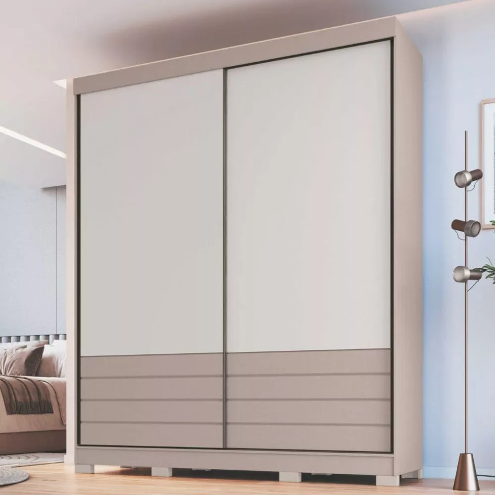 Guarda Roupa Solteiro Flex com Pés 2 Portas de Correr Magno Móveis Castro