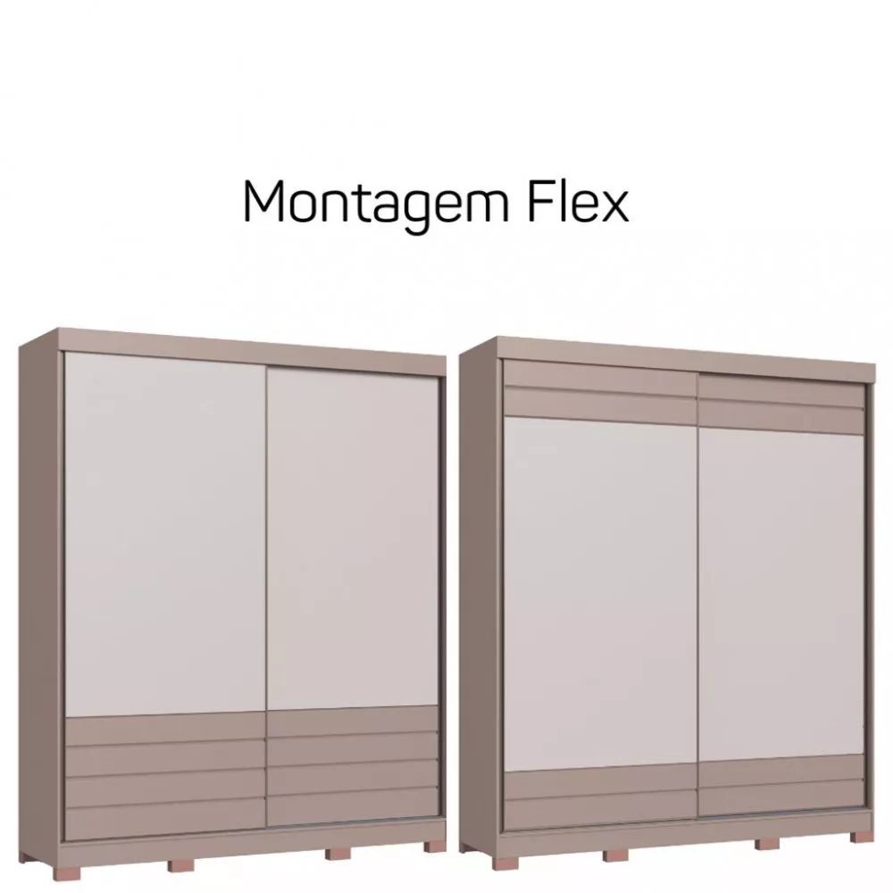 Guarda Roupa Solteiro Flex com Pés 2 Portas de Correr Magno Móveis Castro