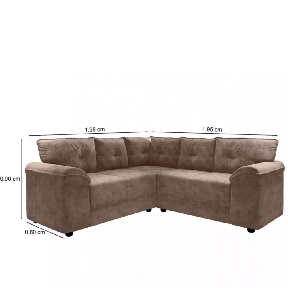 Sofá de Canto 5 Lugares Suede Irlanda Flash