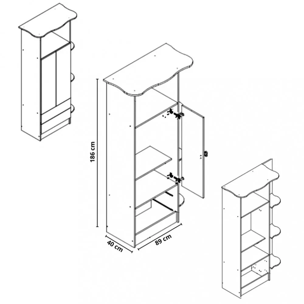 Guarda Roupa Infantil 2 Portas 2 Gavetas com Cantoneira Corujinha Percasa